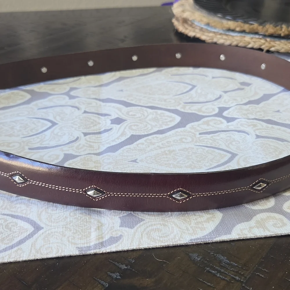 VINTAGE Brighton Dark Brown 100% Leather Rivet Belt Size 42